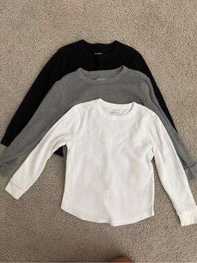 Kids Long-Sleeve Thermal Top - White, Gray & Black